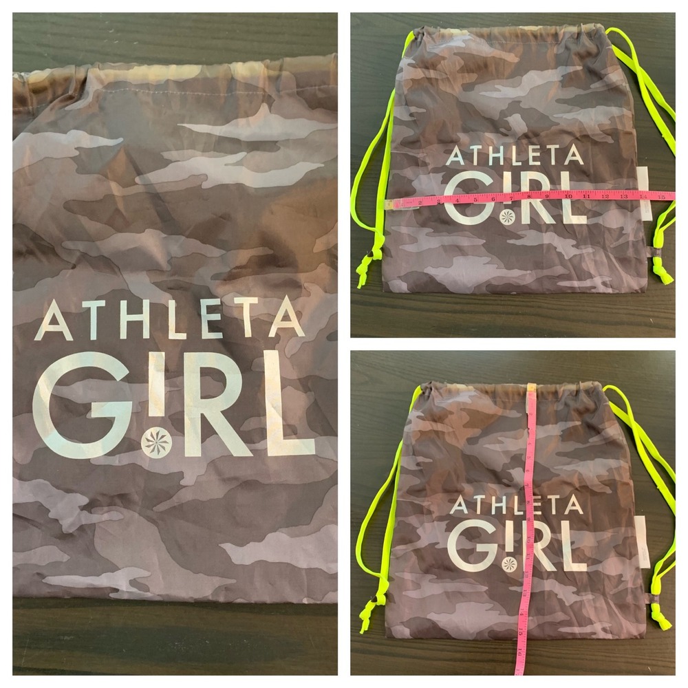 Athleta‎ Girl Gray Camo Drawstring Backpack Gym Bag